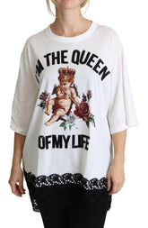 Dolce & Gabbana White Angel Print Cotton Round Neck Shirt Tops -   -  Dolce & Gabbana.